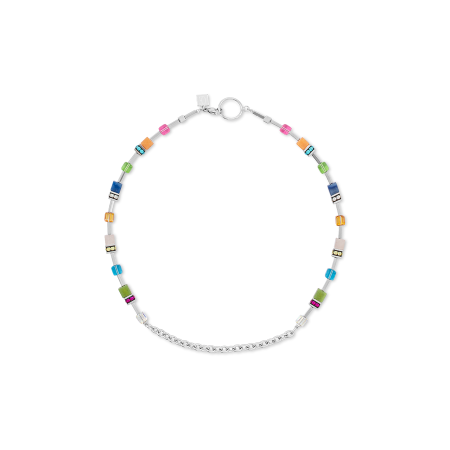 Collana GeoCUBE® Iconic Boho argento-multicolore