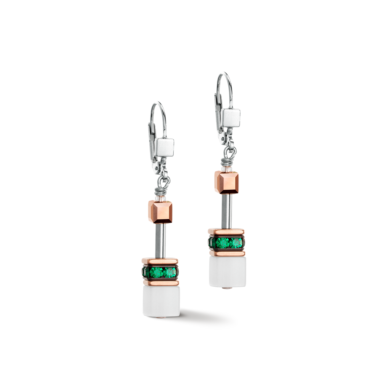 es d'oreille GeoCUBE® Iconic or rose blanc & vert foncé