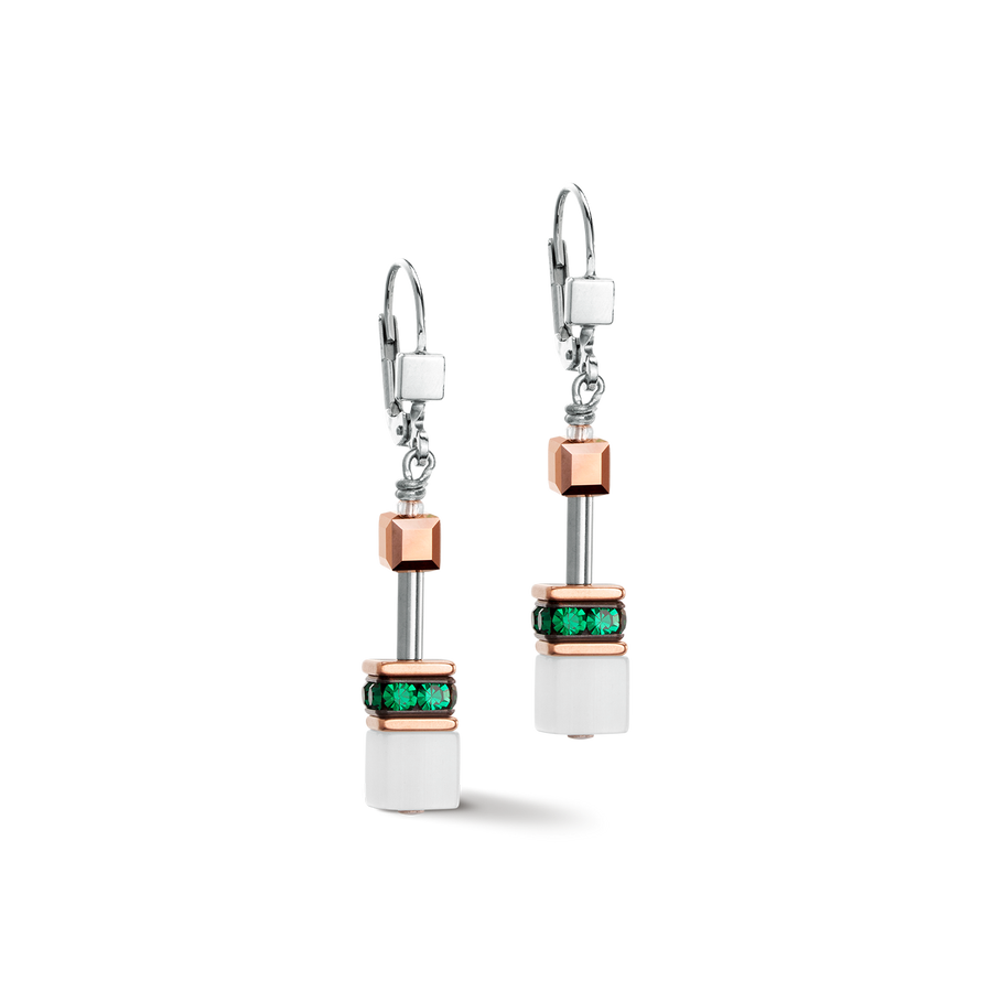 es d'oreille GeoCUBE® Iconic or rose blanc & vert foncé