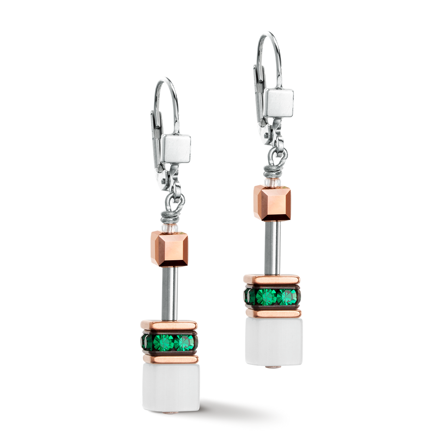 es d'oreille GeoCUBE® Iconic or rose blanc & vert foncé