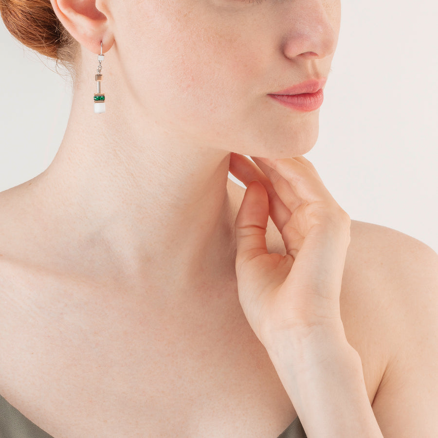 es d'oreille GeoCUBE® Iconic or rose blanc & vert foncé