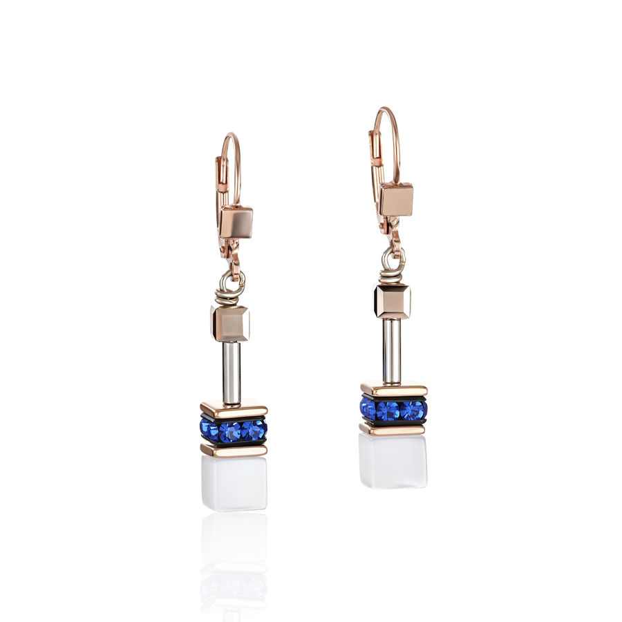 Orecchini GeoCUBE® oro rosé, bianco e blu