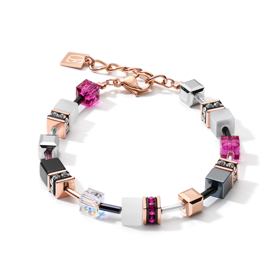 Braccialetto GeoCUBE® oro rosé, bianco e rosa