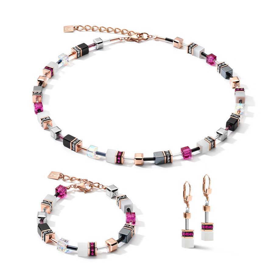 Braccialetto GeoCUBE® oro rosé, bianco e rosa
