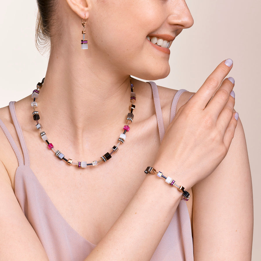 Braccialetto GeoCUBE® oro rosé, bianco e rosa