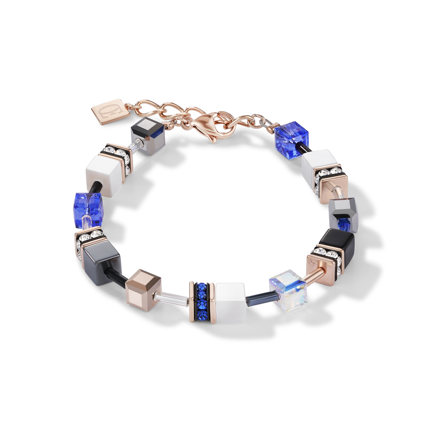 Braccialetto GeoCUBE® oro rosé, bianco e blu