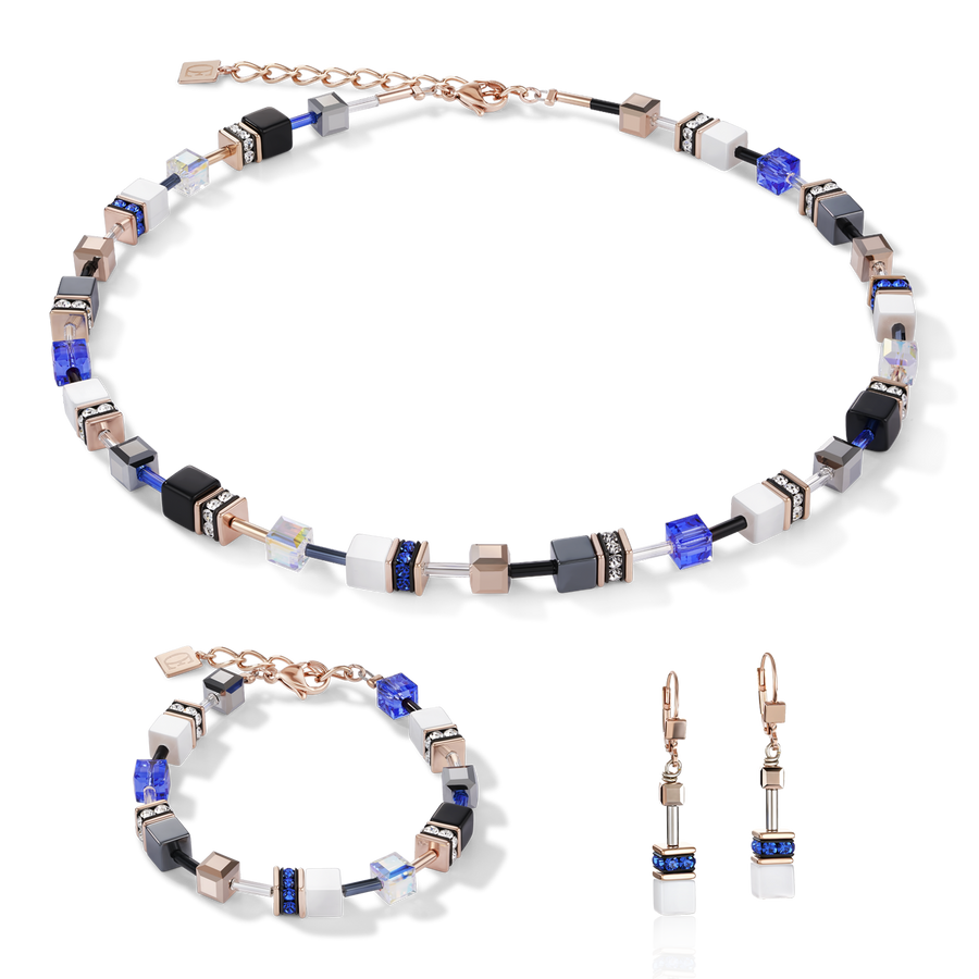 Braccialetto GeoCUBE® oro rosé, bianco e blu
