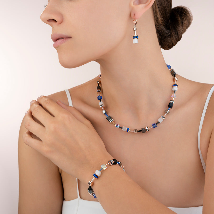 Braccialetto GeoCUBE® oro rosé, bianco e blu