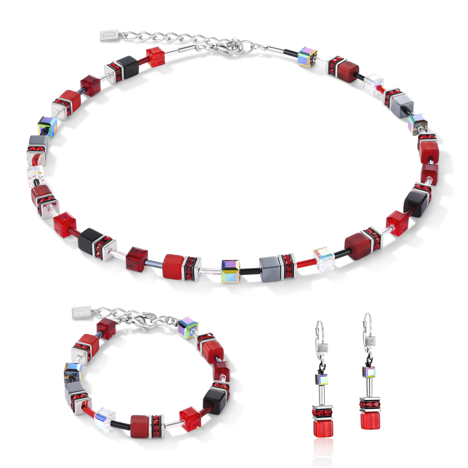 Collana GeoCUBE® rosso-ematite