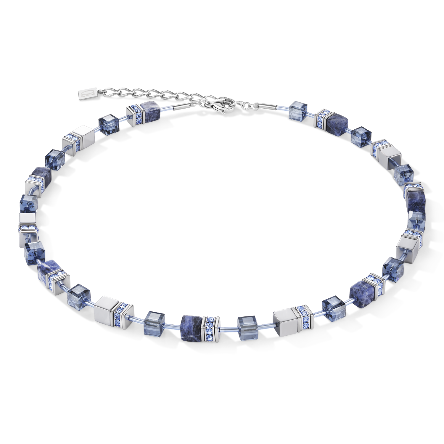 Collana GeoCUBE® sodalita ed ematite blu