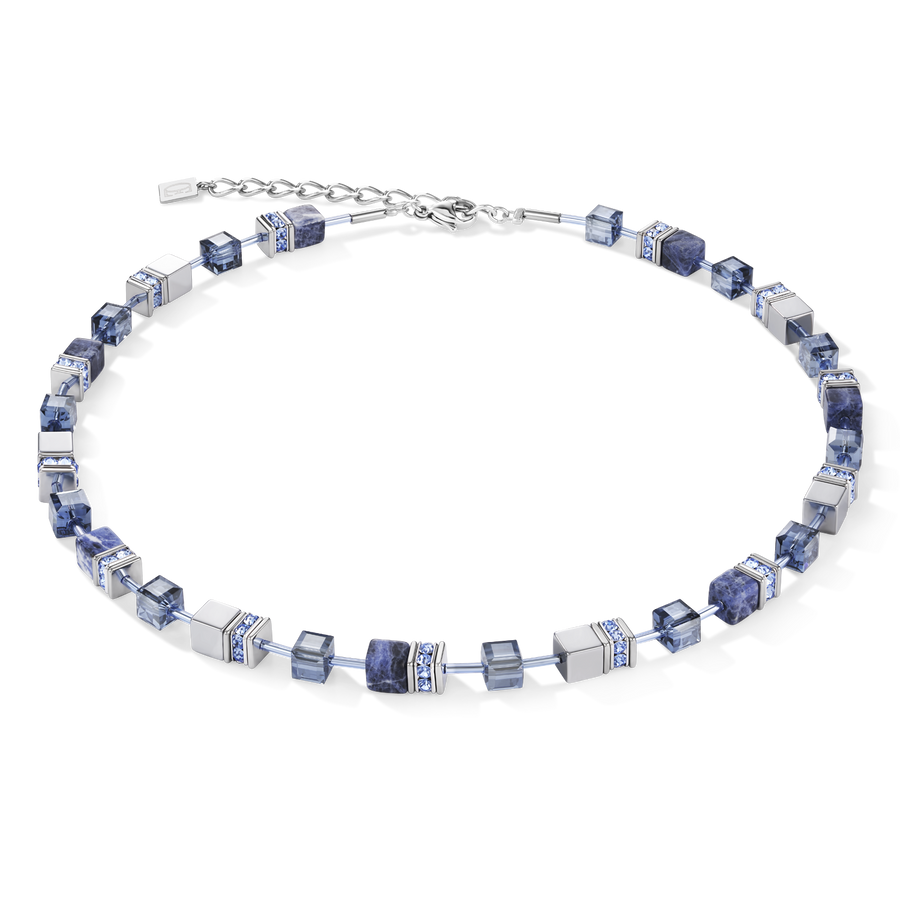 Collana GeoCUBE® sodalita ed ematite blu