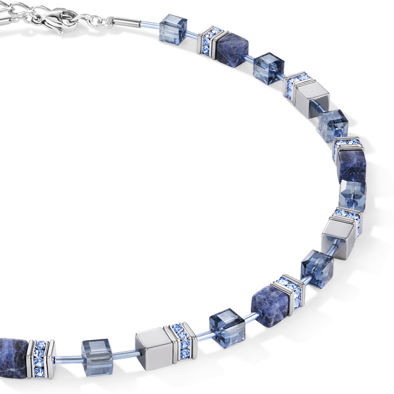 Collana GeoCUBE® sodalita ed ematite blu