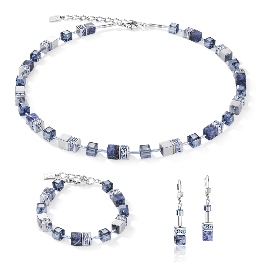 Collana GeoCUBE® sodalita ed ematite blu