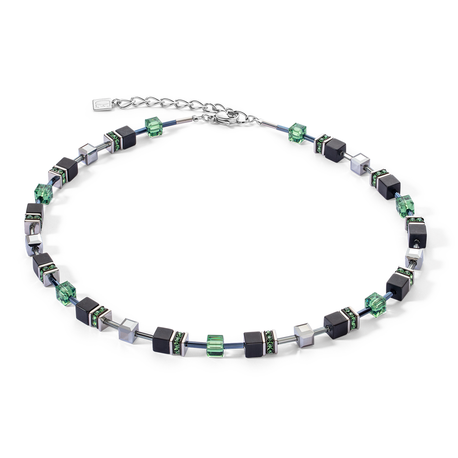 Collana GeoCUBE® Iconic Precious Onyx argento verde-salvia