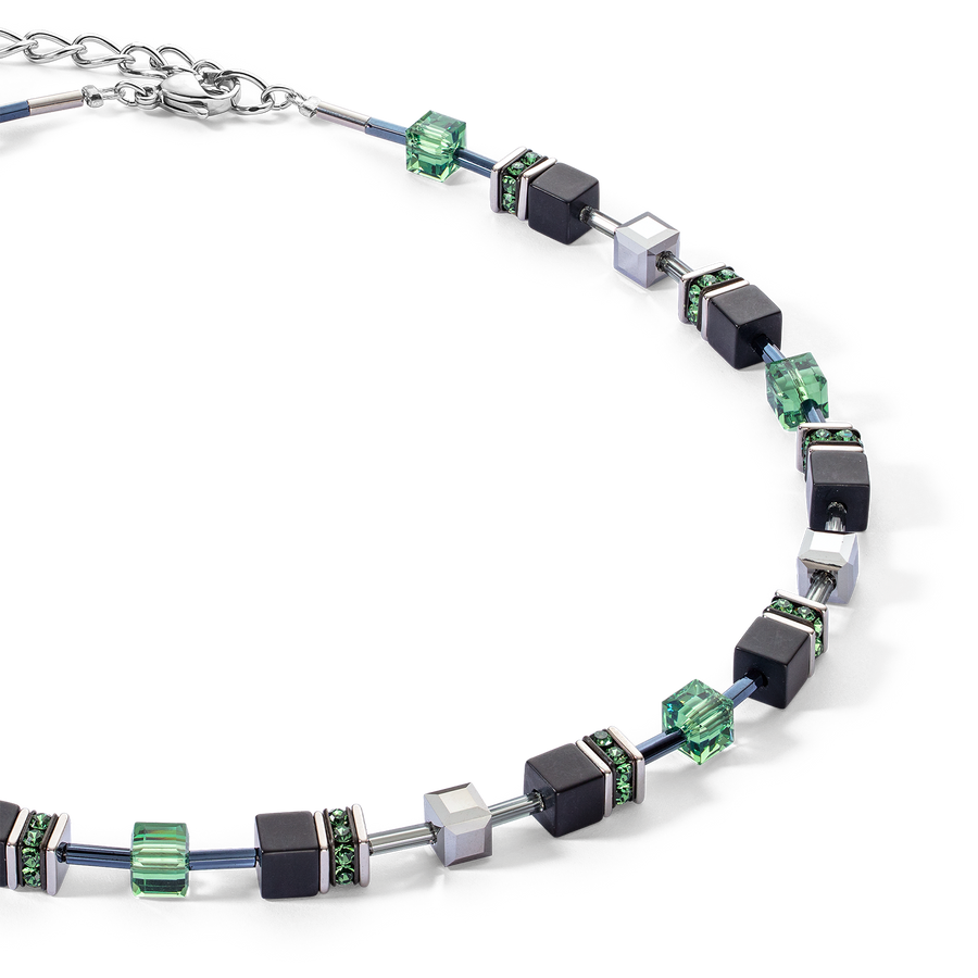 Collana GeoCUBE® Iconic Precious Onyx argento verde-salvia