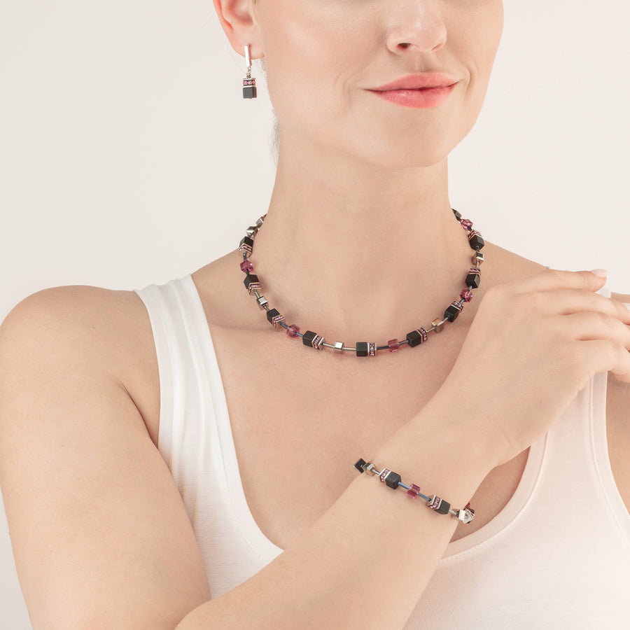 Collana GeoCUBE® Iconic Precious Onyx oro ametista-d'argento