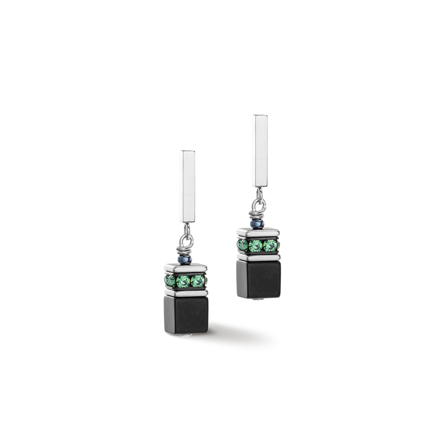 Orecchini GeoCUBE® Iconic Precious Onyx argento verde-salvia