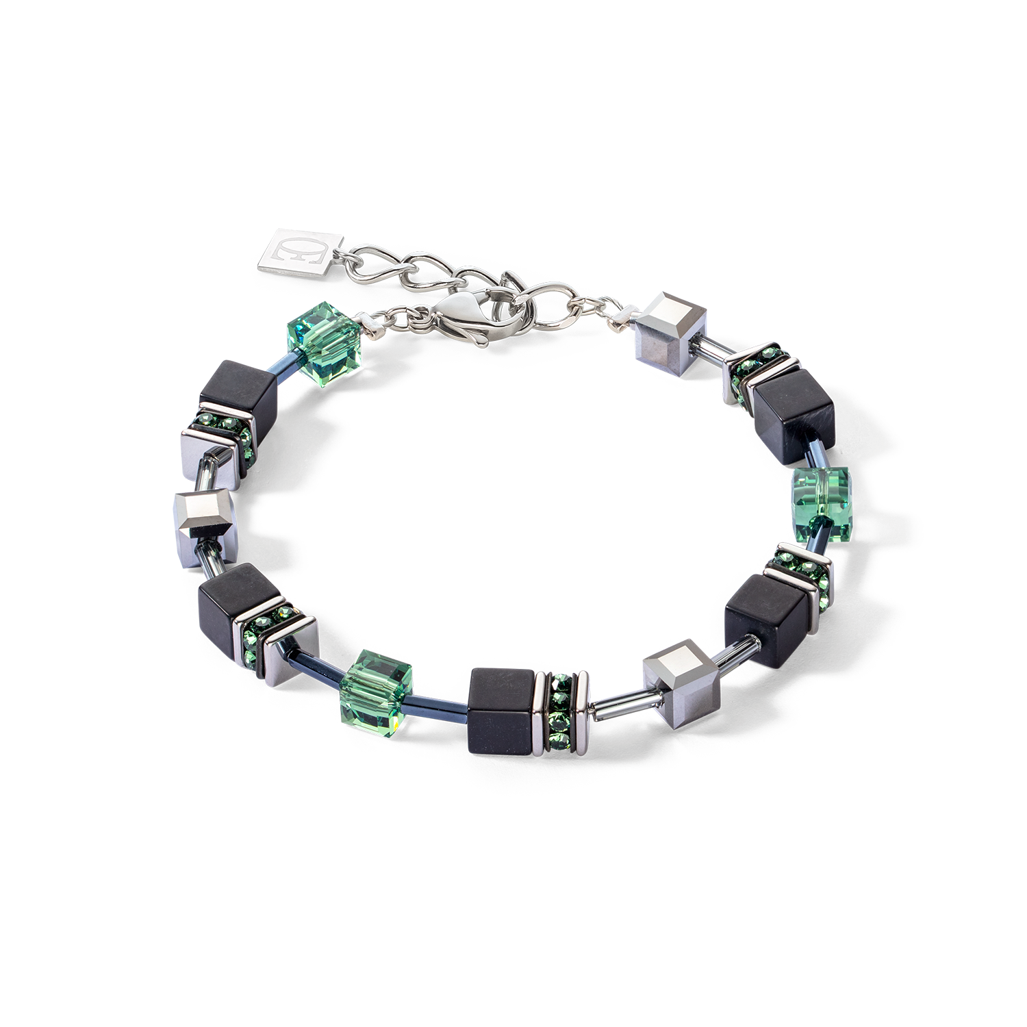 Braccialetto GeoCUBE® Iconic Precious Onyx argento verde-salvia