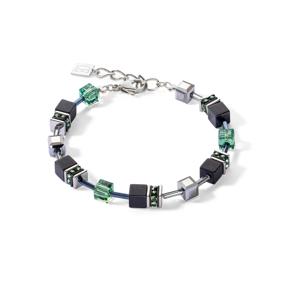 Braccialetto GeoCUBE® Iconic Precious Onyx argento verde-salvia