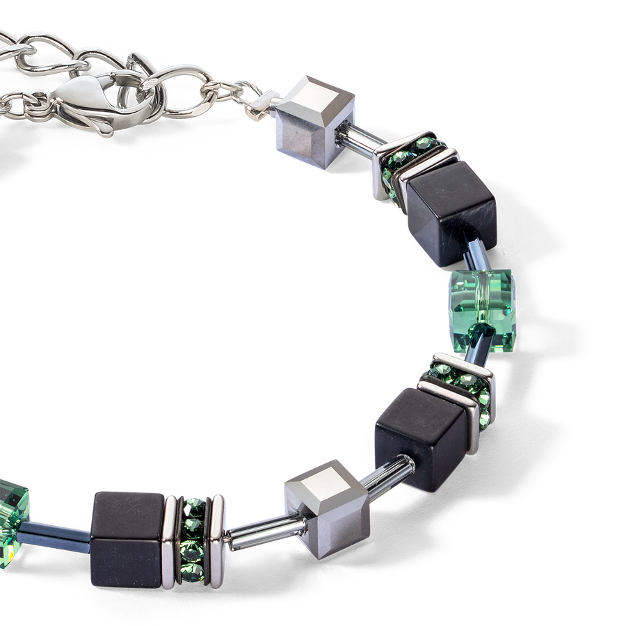 Braccialetto GeoCUBE® Iconic Precious Onyx argento verde-salvia