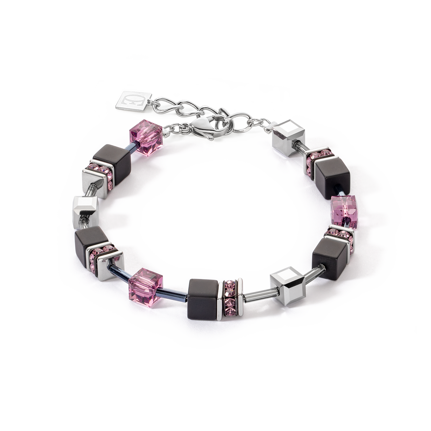 Braccialetto GeoCUBE® Iconic Precious Onyx oro ametista d'argento