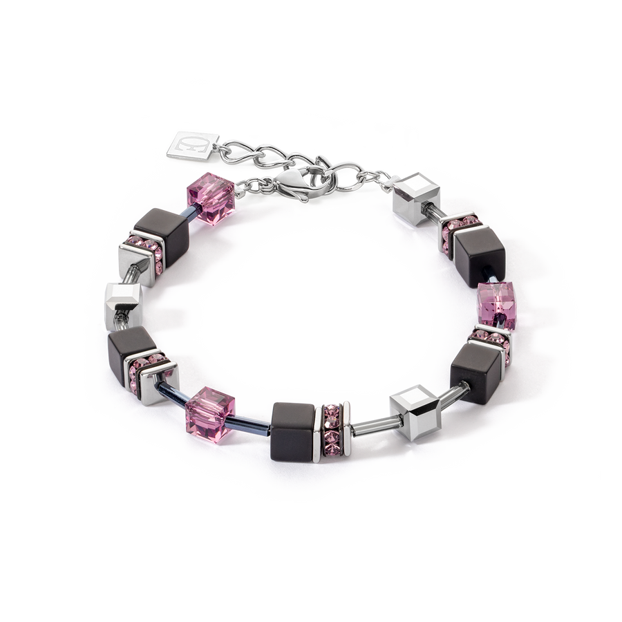 Braccialetto GeoCUBE® Iconic Precious Onyx oro ametista d'argento