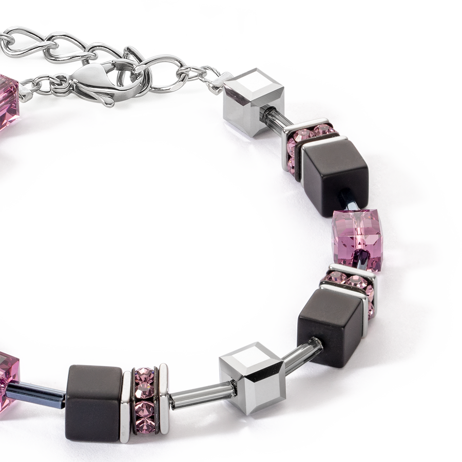 Braccialetto GeoCUBE® Iconic Precious Onyx oro ametista d'argento