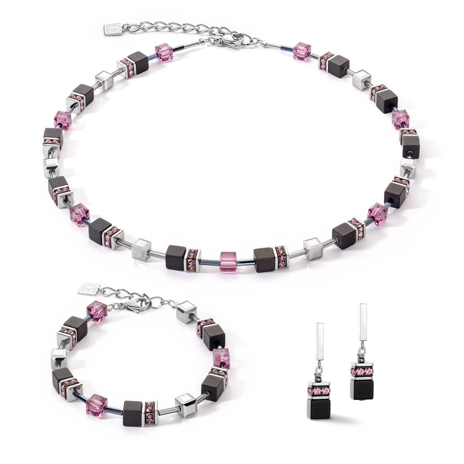 Braccialetto GeoCUBE® Iconic Precious Onyx oro ametista d'argento