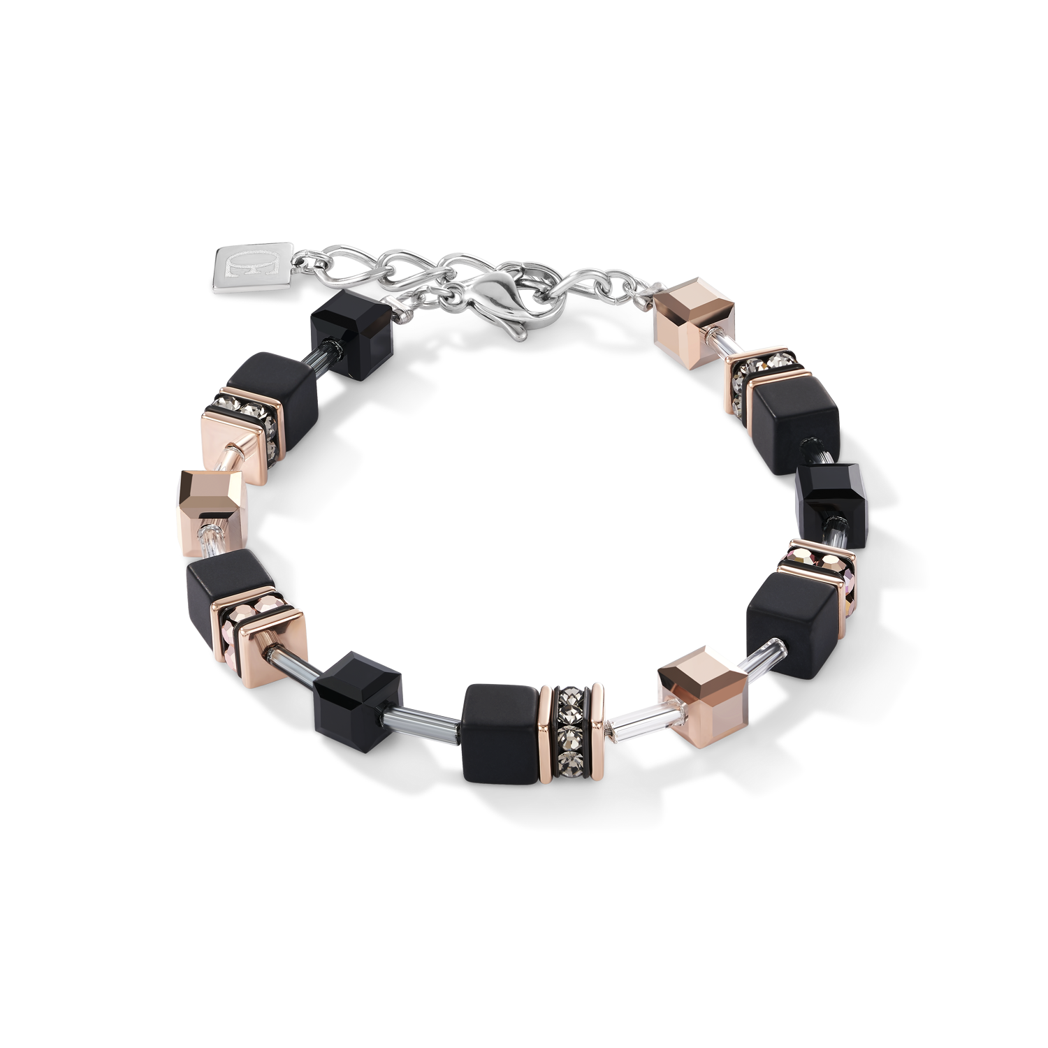 Braccialetto GeoCUBE® onice nero-oro rosé