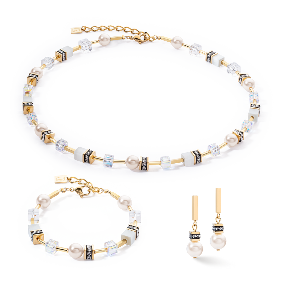 Collana GeoCUBE® Iconic Pearl Mix bianco-oro