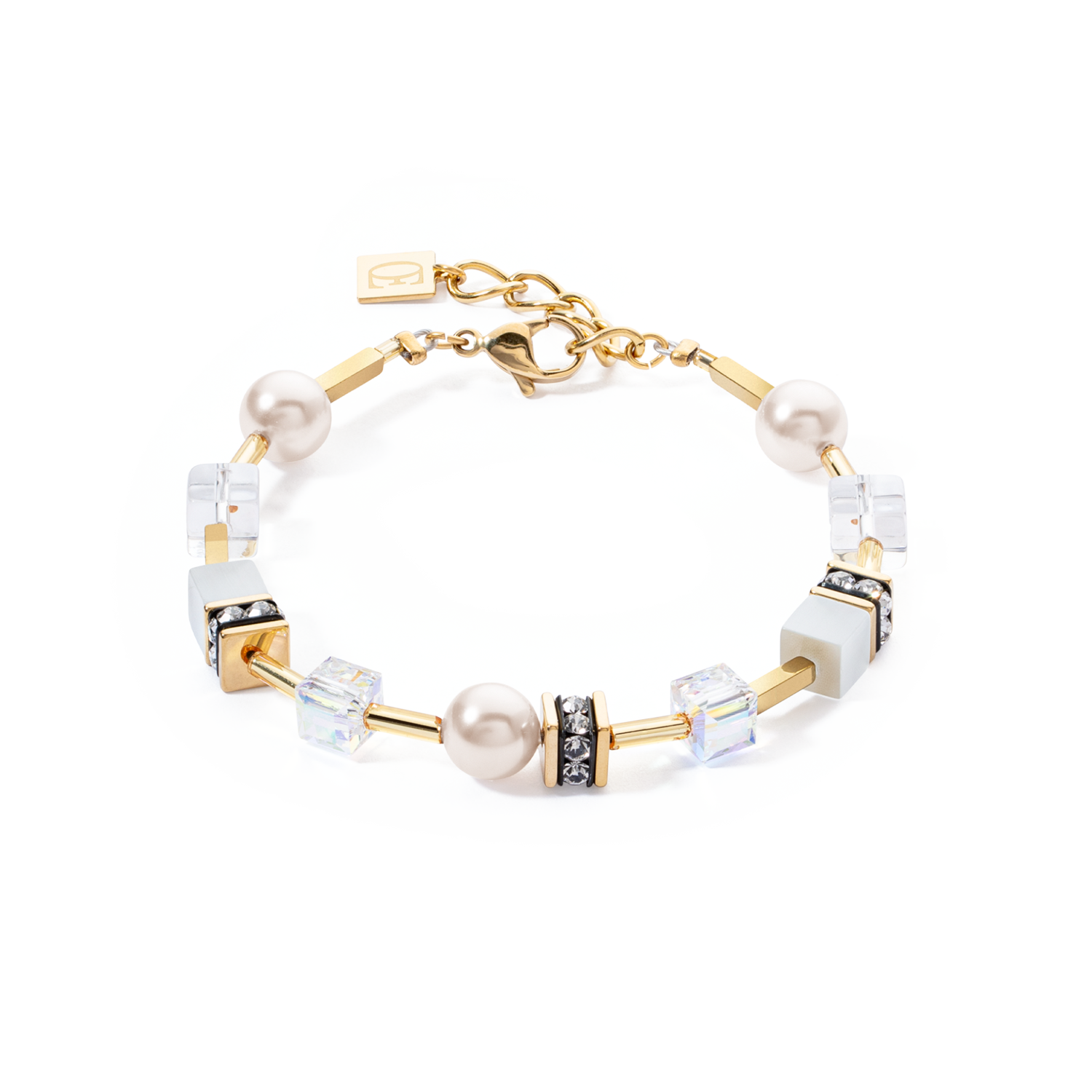 Bracciale GeoCUBE® Iconic Pearl Mix bianco-oro