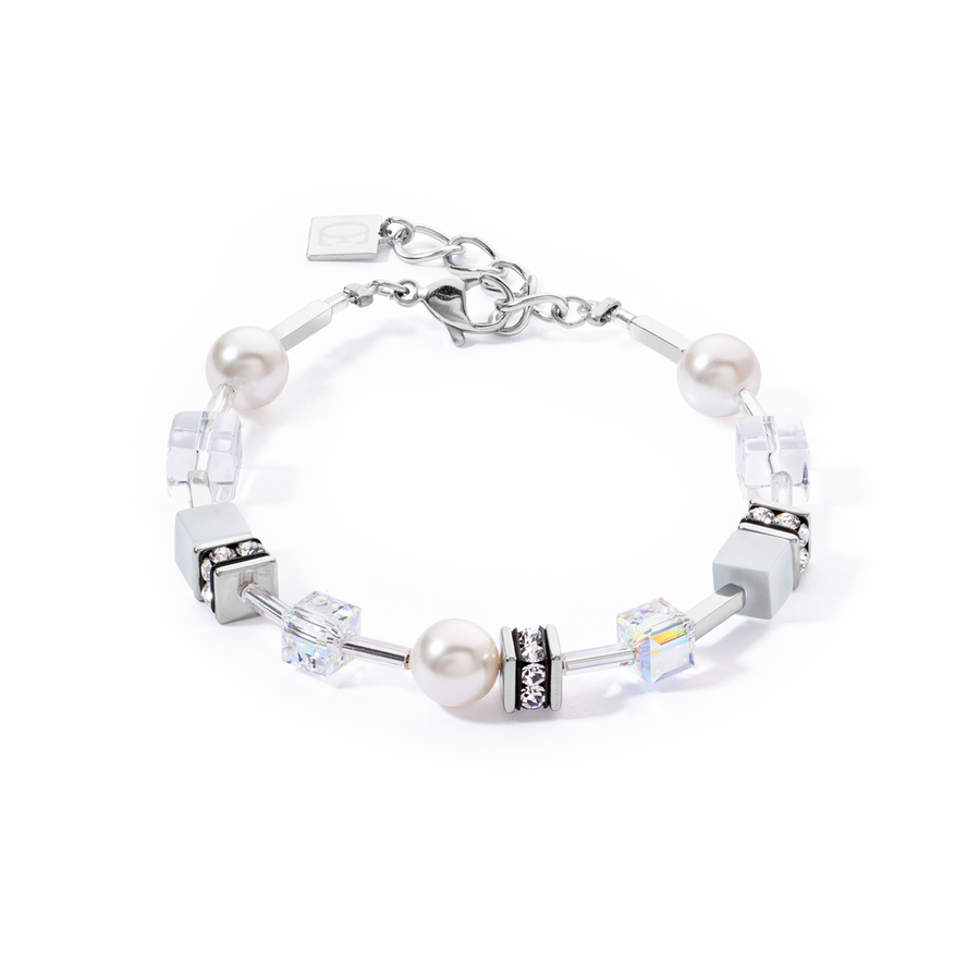 Bracciale GeoCUBE® Iconic Pearl Mix bianco-argento