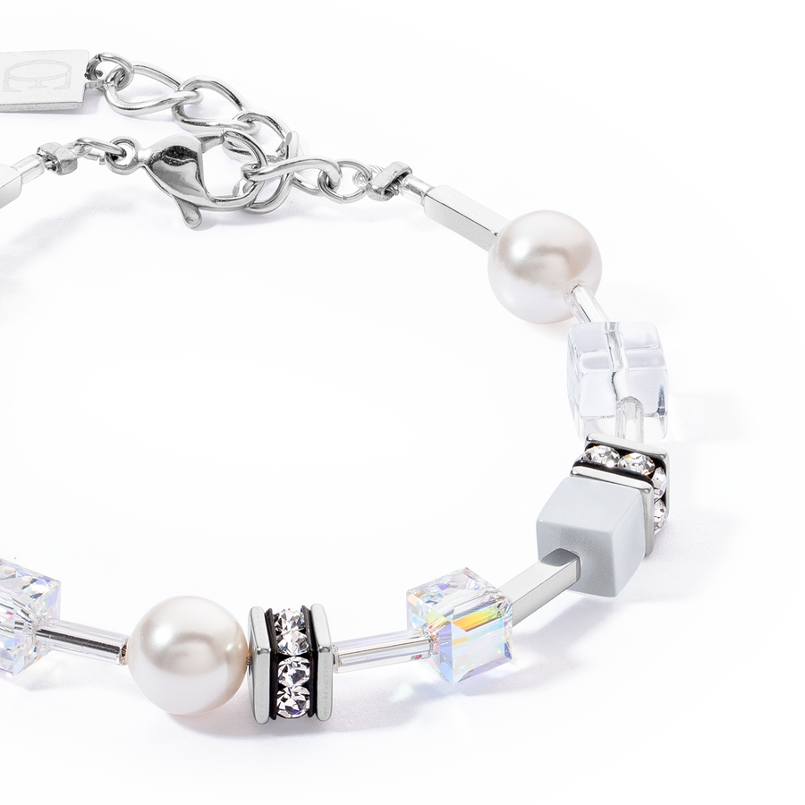 Bracciale GeoCUBE® Iconic Pearl Mix bianco-argento