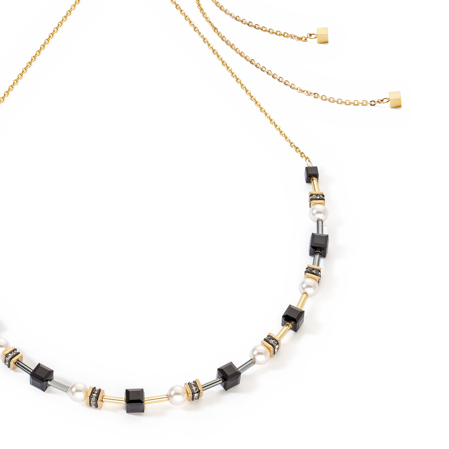 Collana Mysterious Cubes & Pearls oro-nero