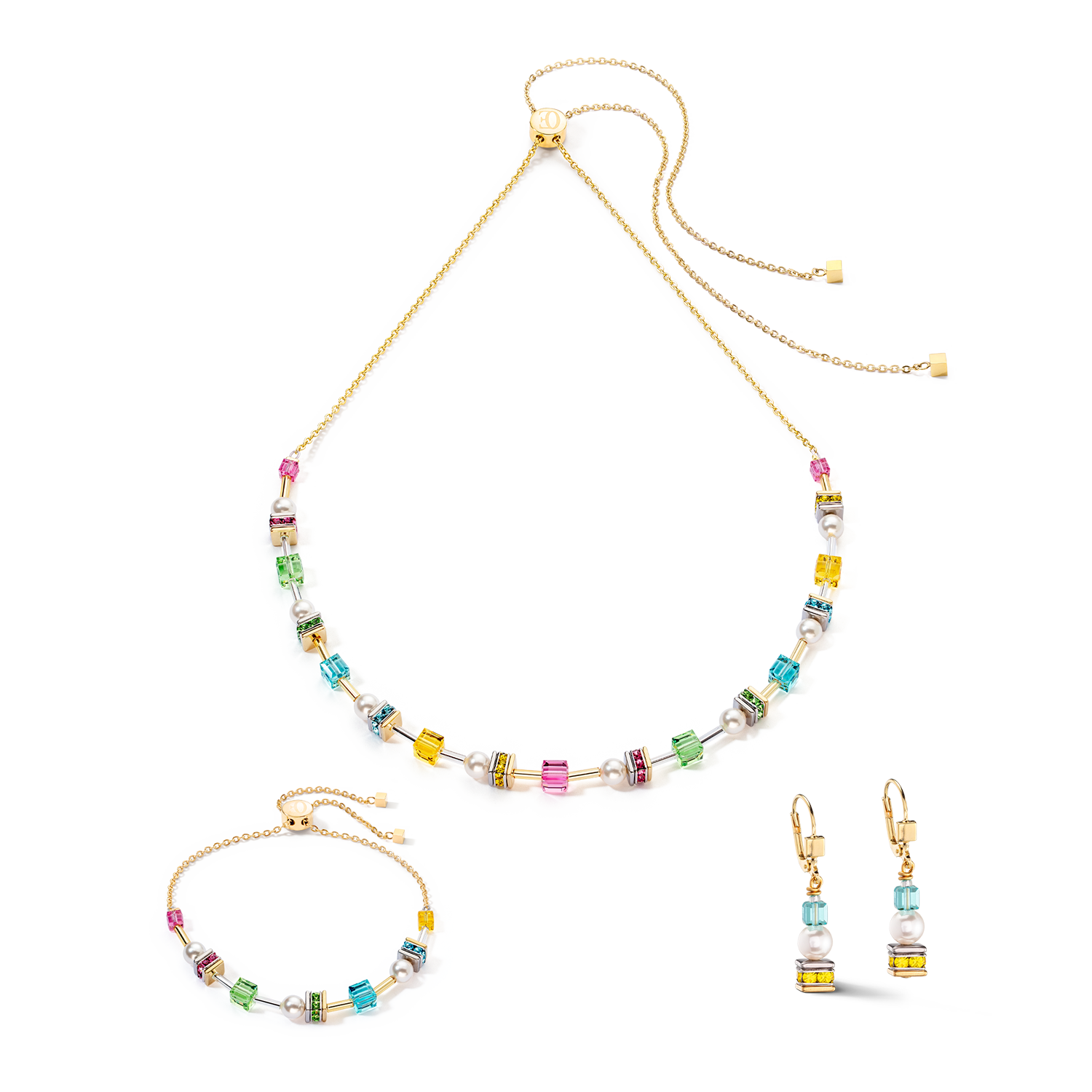 Collana Joyful Cubes & Pearls multicolore