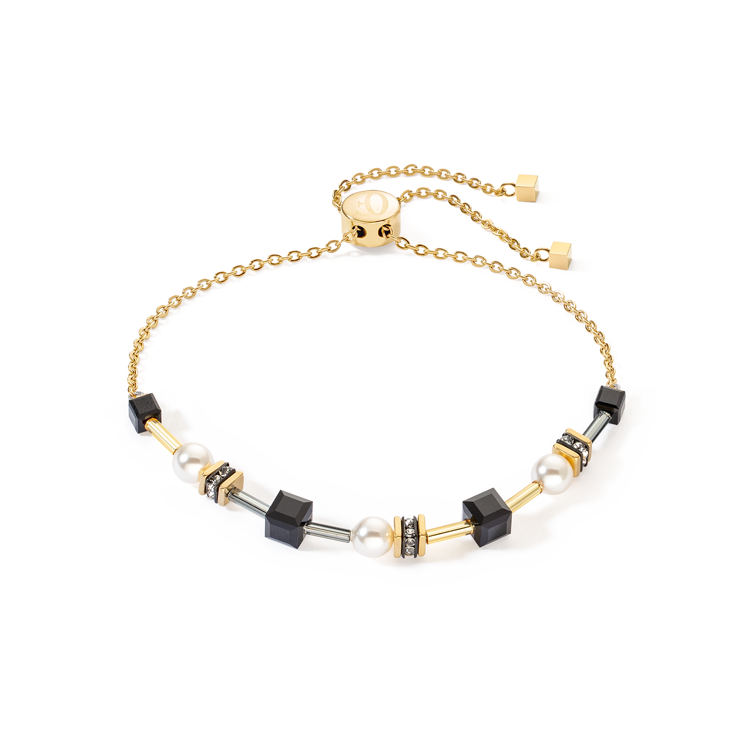 Bracciale Mysterious Cubes & Pearls oro-nero