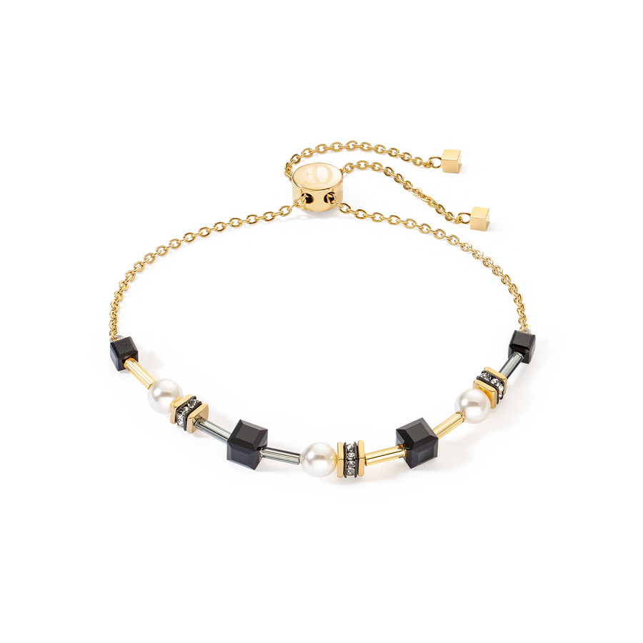 Bracciale Mysterious Cubes & Pearls oro-nero