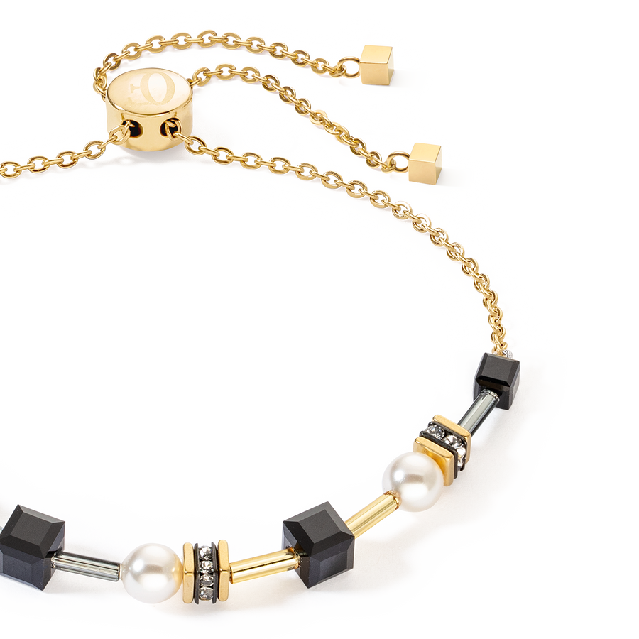 Bracciale Mysterious Cubes & Pearls oro-nero