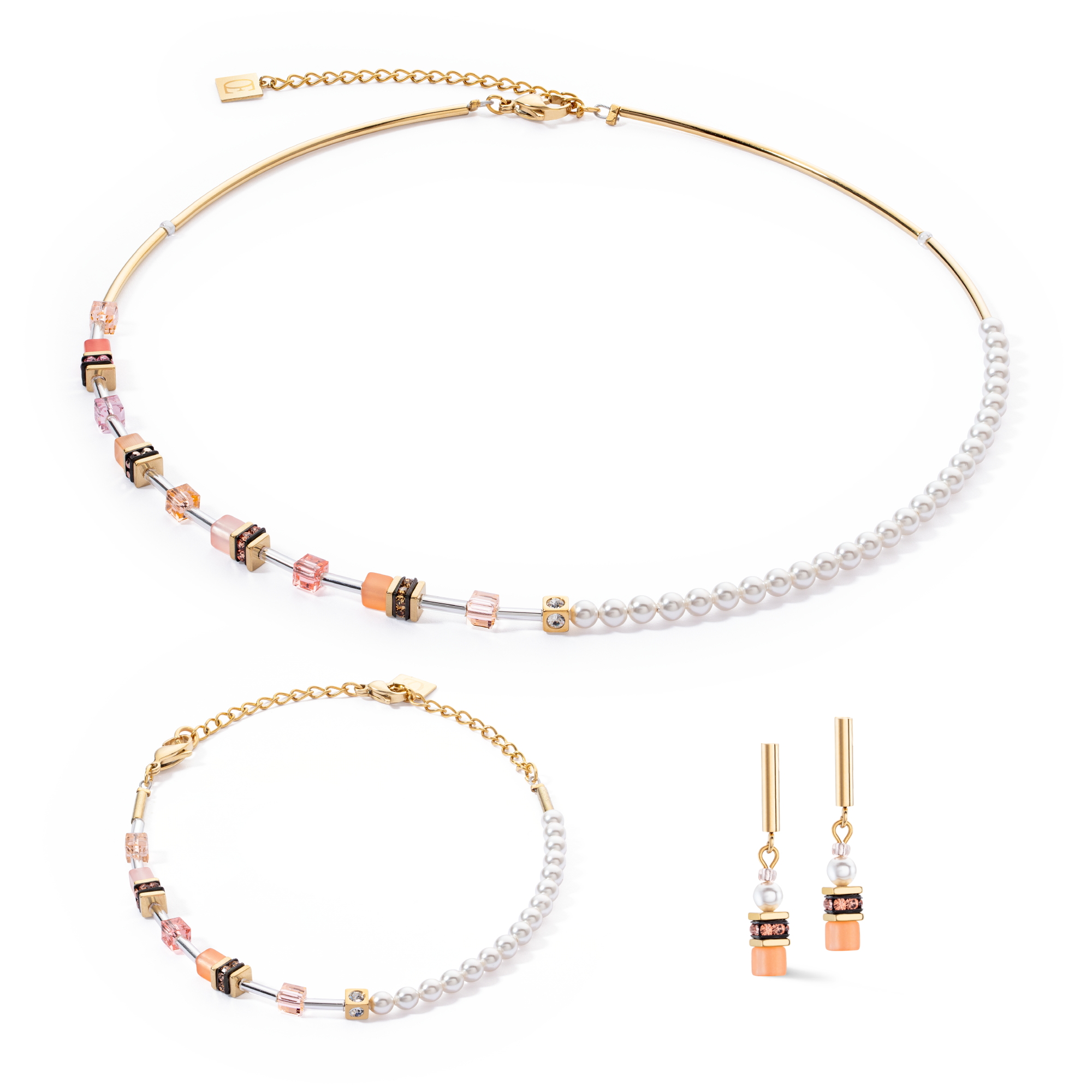 Collana GeoCUBE® Mini Fusion Pearls Apricot Crush