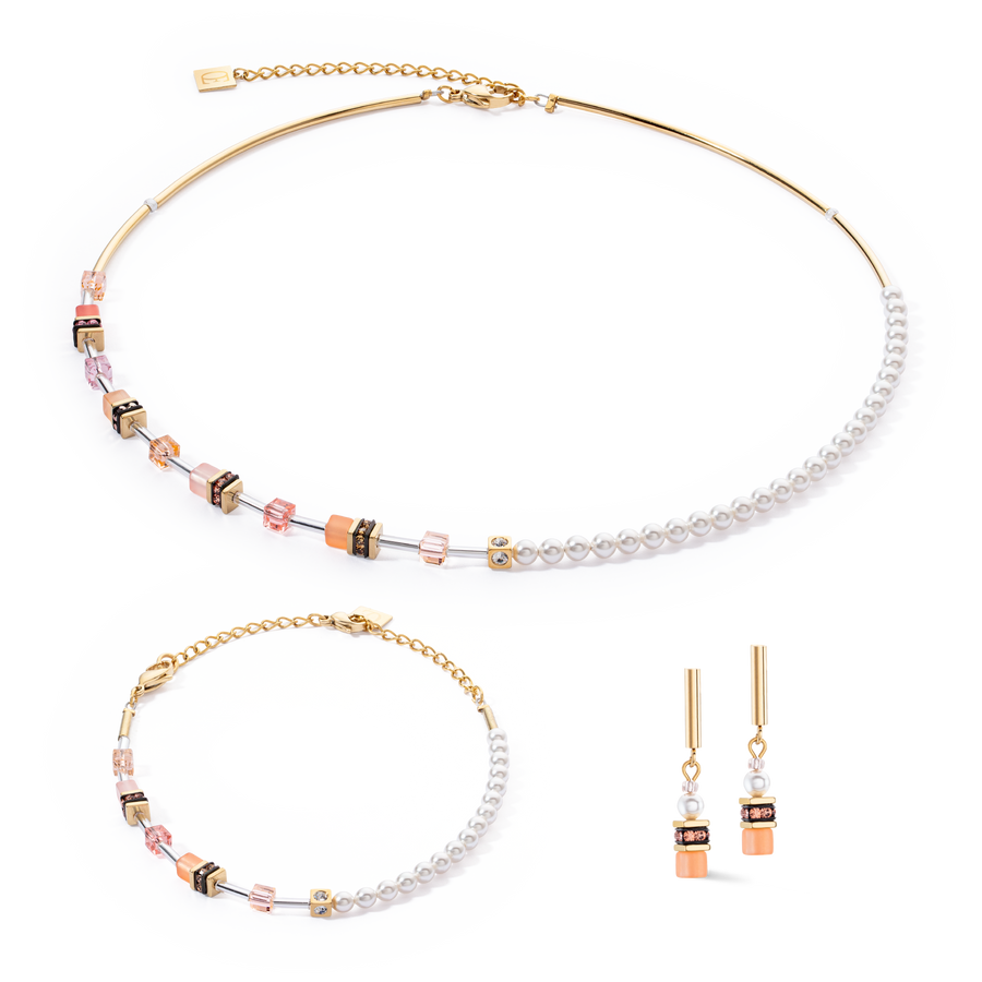 Collana GeoCUBE® Mini Fusion Pearls Apricot Crush