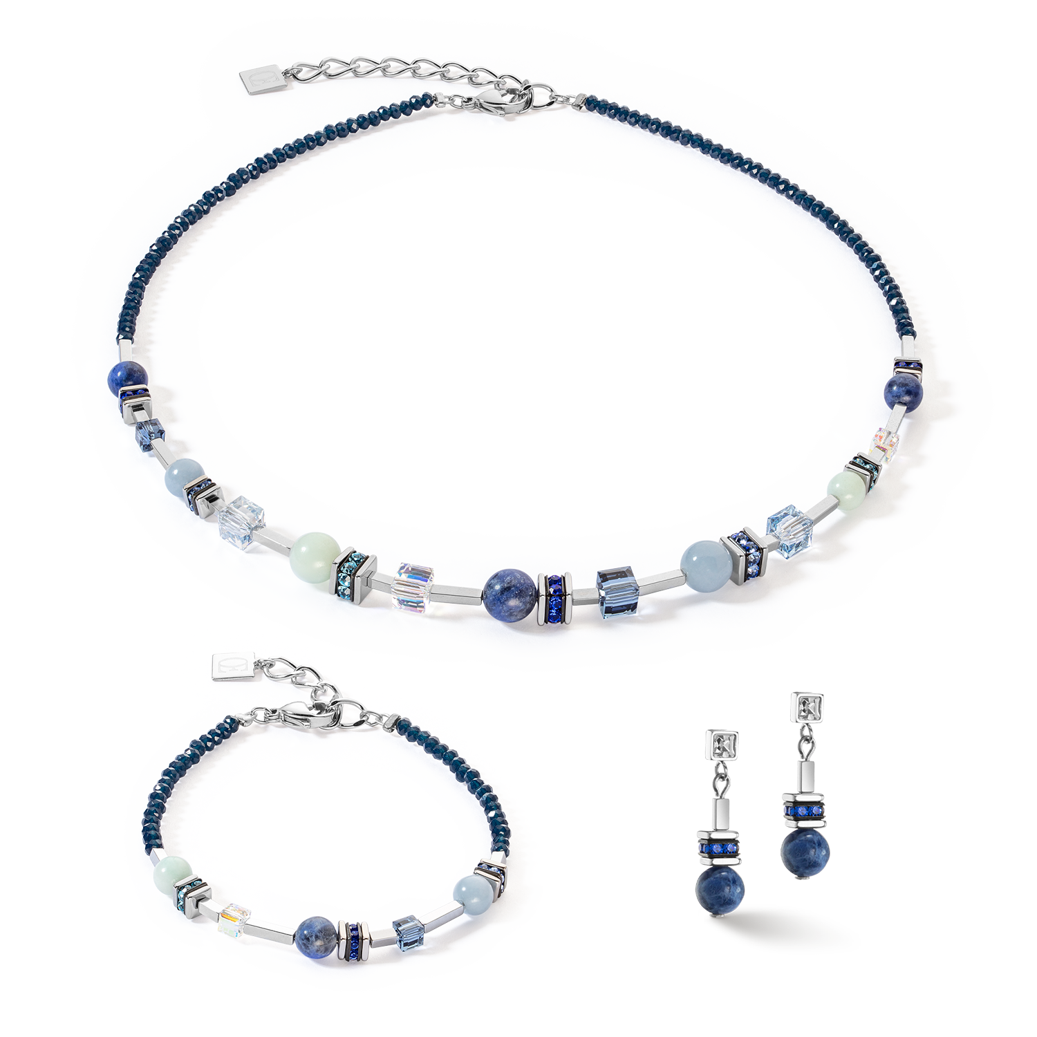 Orecchini Atlantis Spheres argento-blu