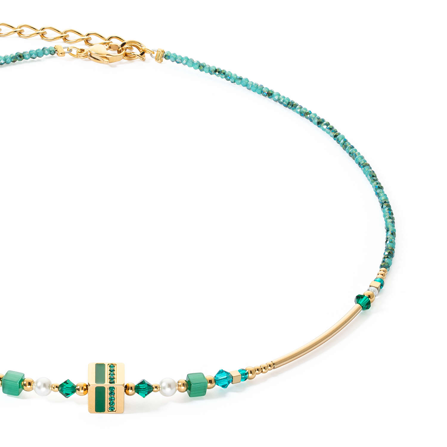 Collana Square Stripes oro-verde