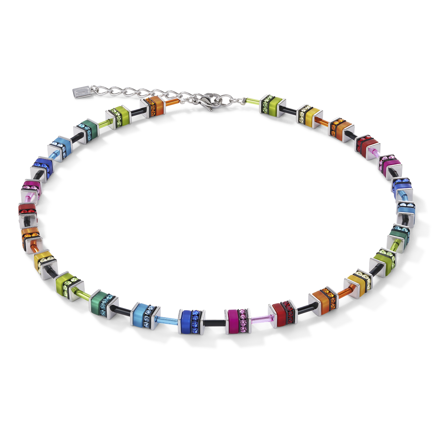 Collana GeoCUBE® classic Polaris & Strass multicolor