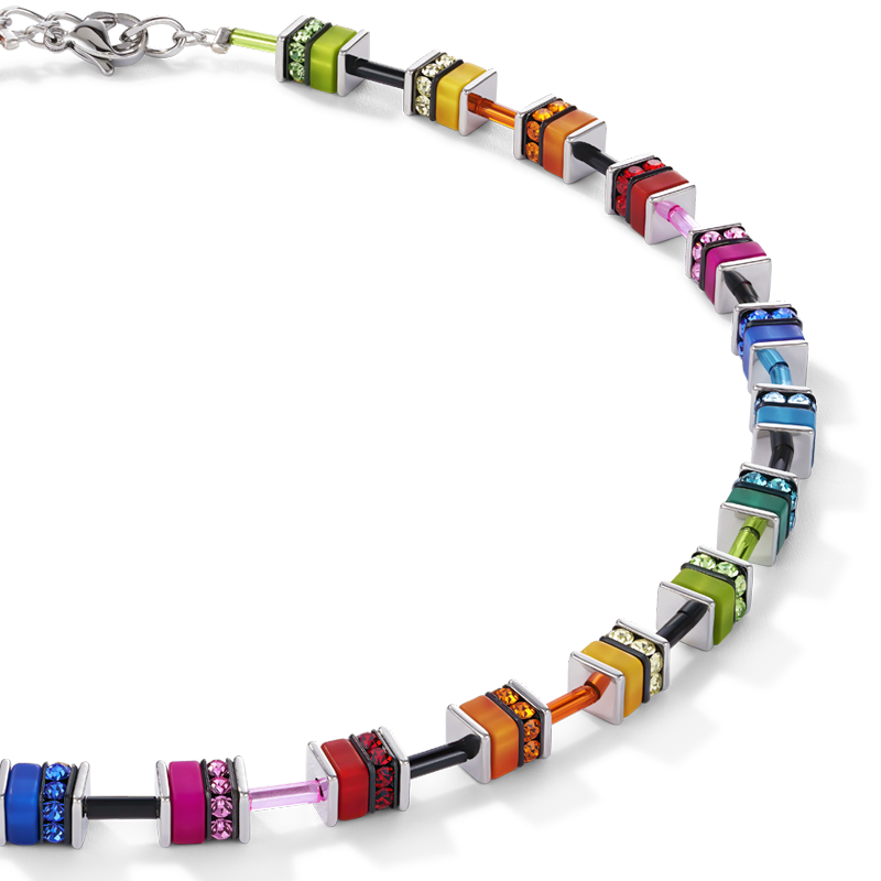 Collana GeoCUBE® classic Polaris & Strass multicolor