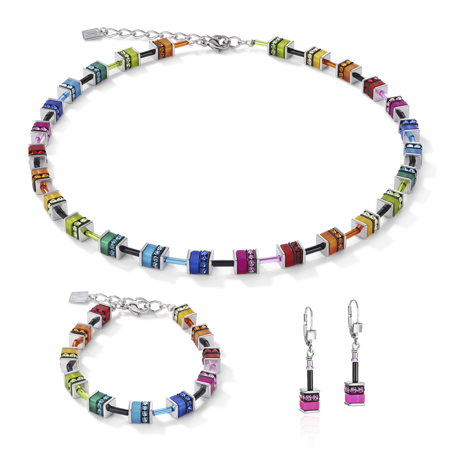 Collana GeoCUBE® classic Polaris & Strass multicolor