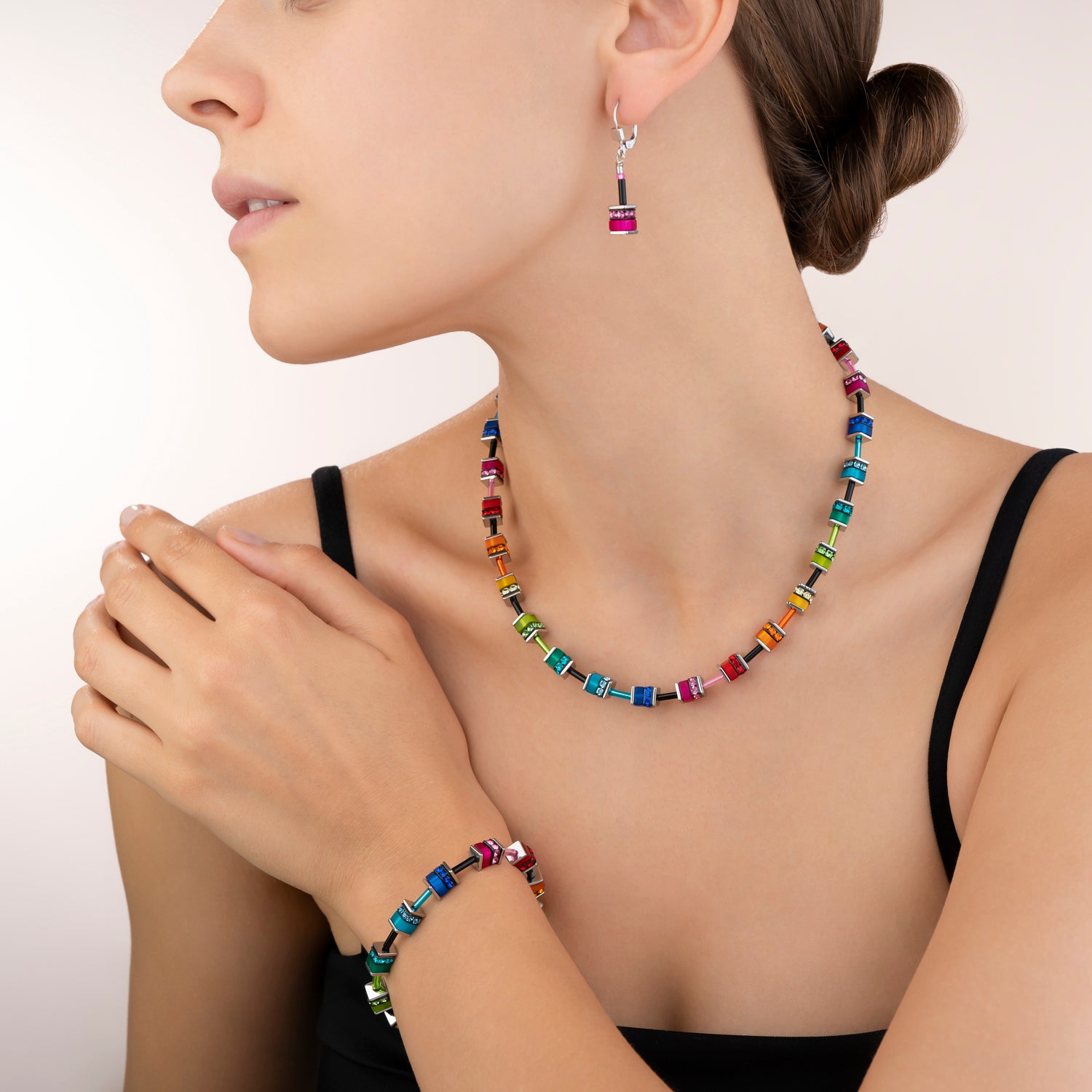 Collana GeoCUBE® classic Polaris & Strass multicolor