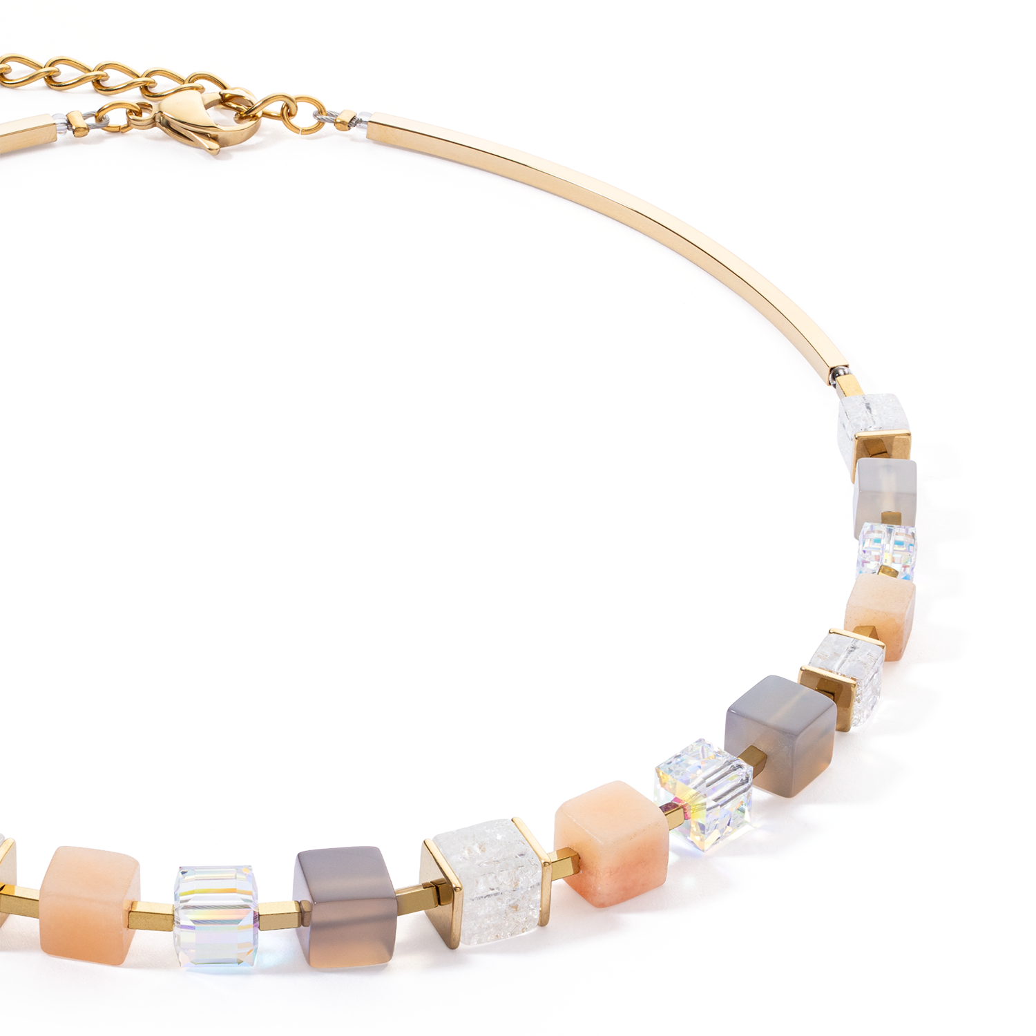 Collana Precious Statement Cubes grigio-pesca