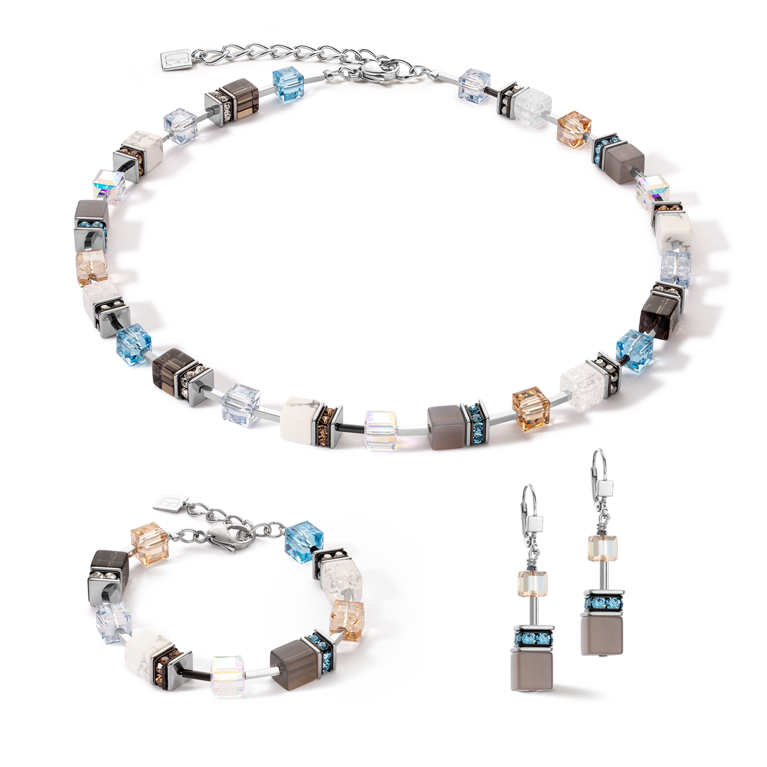 Collana GeoCUBE® Iconic Statement Precious aqua beige