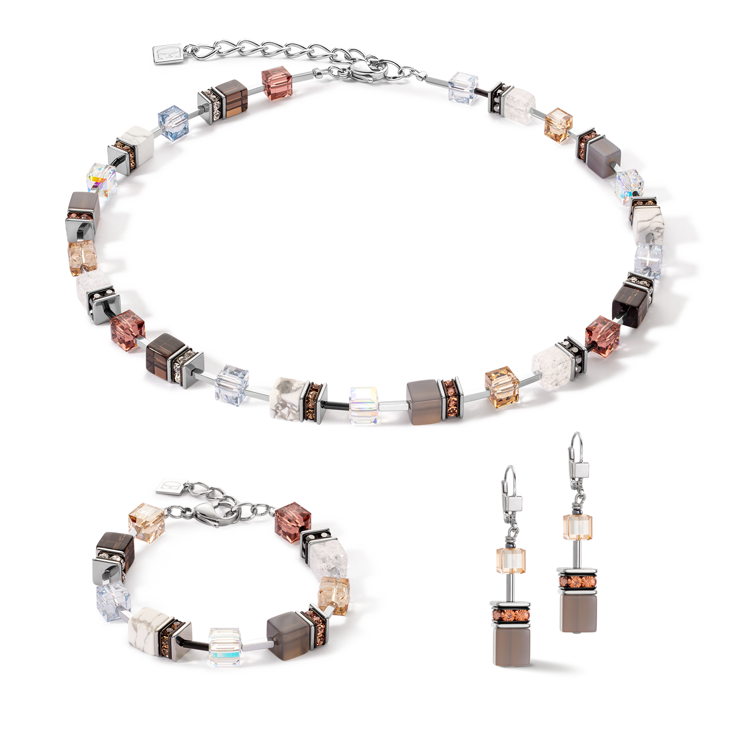 Orecchini GeoCUBE® Iconic Statement Precious cognac beige