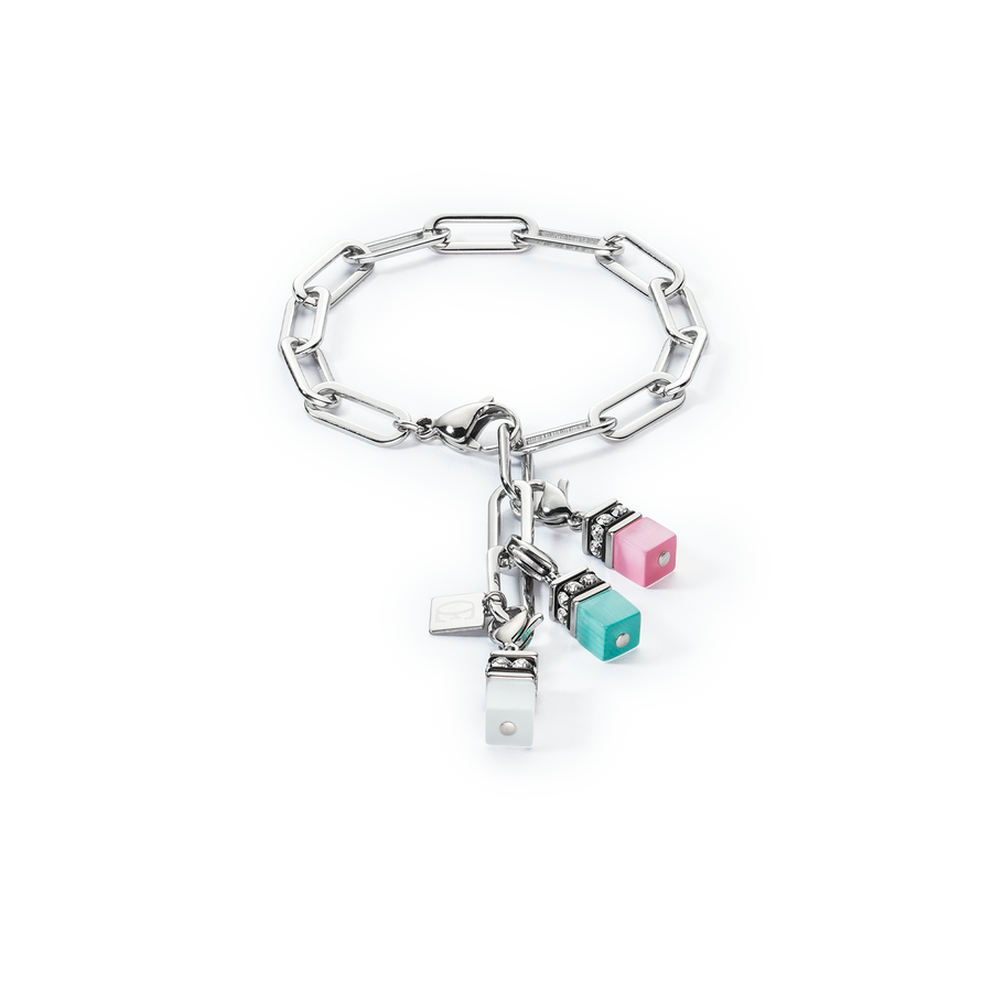 Bracciale Happy Iconic Cube Charms argento-pastello